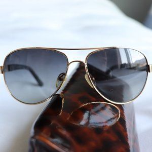 Tory Burch Gold Black Polarized Aviator